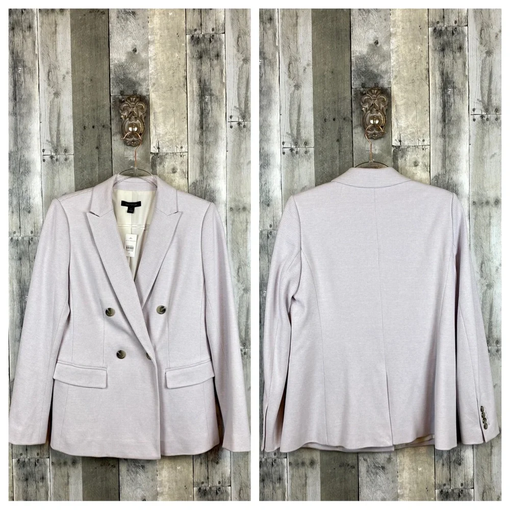 Ann Taylor Lavender Houndstooth Plaid Print Blazer Size 6 NWT! - Picture 13 of 14